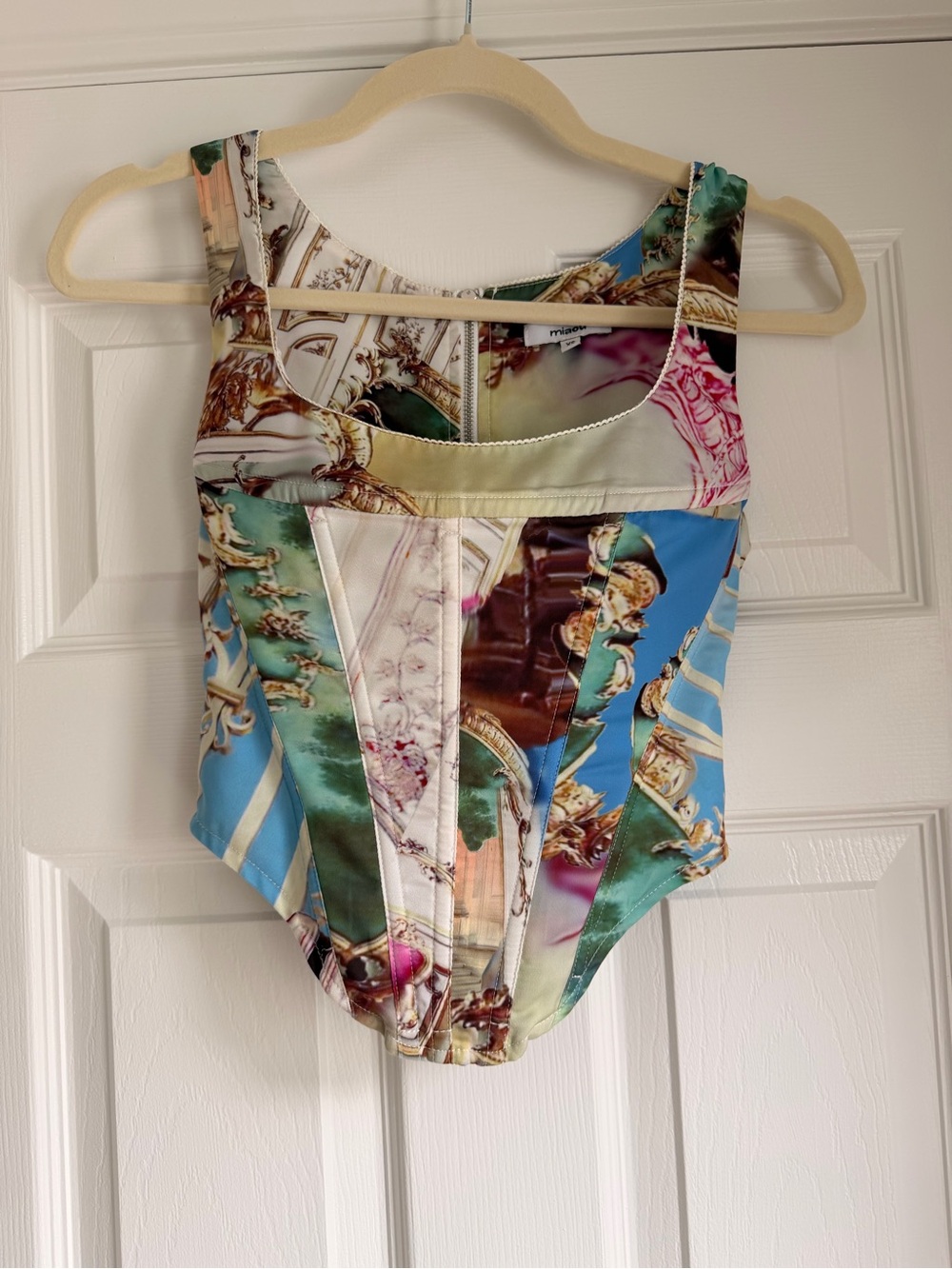 Miaou Printed Corset Bustier Top XS | Architectural Print